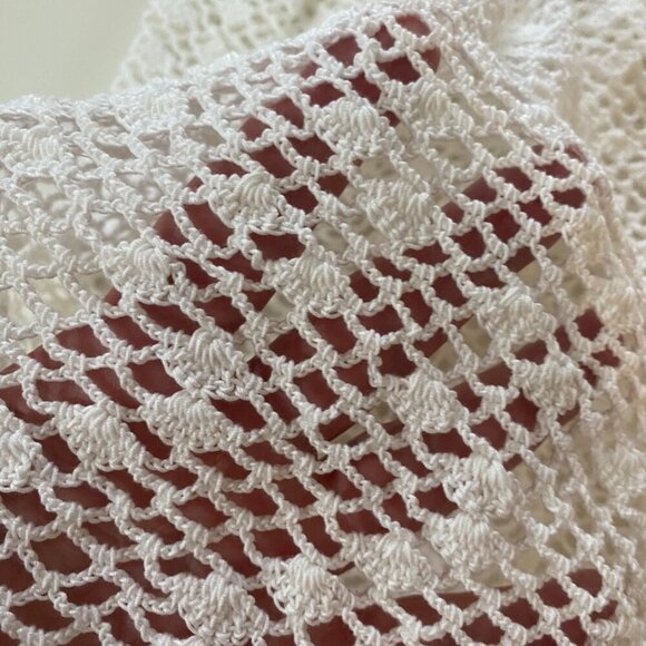 Vintage Crochet Baby Christening Dress with pink button detail - Picture 3 of 4